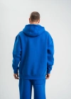 Unisex Double Oversize Kapşonlu Basic SweatShirt - Mavi