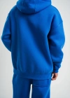 Unisex Double Oversize Kapşonlu Basic SweatShirt - Mavi
