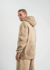 Unisex Double Oversize Kapşonlu Yıkamalı SweatShirt - Bej