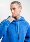 Unisex Double Oversize Kapşonlu Yıkamalı SweatShirt - Mavi