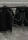 Unisex Karoyaka Dikişli Şortlu Takım - Siyah