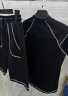 Unisex Karoyaka Dikişli Şortlu Takım - Siyah
