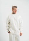 Uzun Kol Bisiklet Yaka Basic SweatShirt - Beyaz