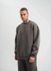 Uzun Kol Bisiklet Yaka Basic SweatShirt - Füme