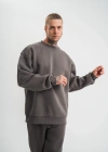 Uzun Kol Bisiklet Yaka Basic SweatShirt - Füme