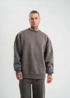 Uzun Kol Bisiklet Yaka Basic SweatShirt - Füme
