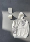 Uzun Kol Kapüşonlu Baskılı SweatShirt - Beyaz