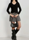 V yaka kaşkorse bluz siyah a3699