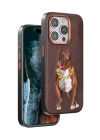Venco iPhone 14 Pro Max Perma Desenli Kapak - Kahverengi