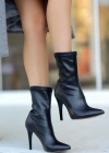 Verena Siyah Cilt Topuklu Streç Bot