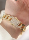 Vip Seri Pirinç Zirkon Taşlı Gold Renk Gurmet Bileklik
