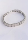 Vip Seri Pirinç Zirkon Taşlı Gümüş Renk Kare Su Yolu Model Bileklik