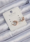 Xuping Rose Renk Zirkon Taşlı Bombeli Topçuk Earcuff Küpe
