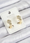 Xuping Zirkon Taşlı Kalp Model Gold Renk Kadın Küpe