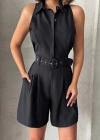 Yakalı şort tulum