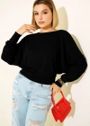 Yarasa Kol Salaş Bluz siyah T4273