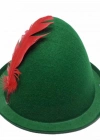 Yeşil Renk Kırmızı Tüylü Peter Pan Şapkası Robin Hood Şapkası 24X23 cm