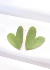 Yeşil Renk Mineli Kalp Küpe