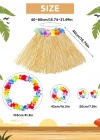 Yetişkin Çocuk Hawaii Parti Seti - 40 cm Naturel Etek + Çiçek Aksesuarlar (5 Parça) NessiWorld