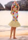 Yetişkin Çocuk Hawaii Parti Seti - 40 cm Naturel Etek + Çiçek Aksesuarlar (5 Parça) NessiWorld