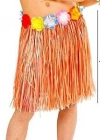 Yetişkin ve Çocuk Uyumlu Turuncu Renk Püsküllü Hawaii Luau Hula Etek 40 cm