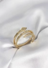 Yılan Model Gold Renk Zirkon Taşlı Kadın Yüzük