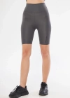 Yüksek Bel Biker Sporcu Şort - Füme