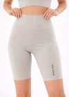 Yüksek Bel Biker Sporcu Şort - Taş
