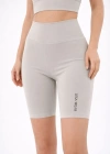 Yüksek Bel Biker Sporcu Şort - Taş