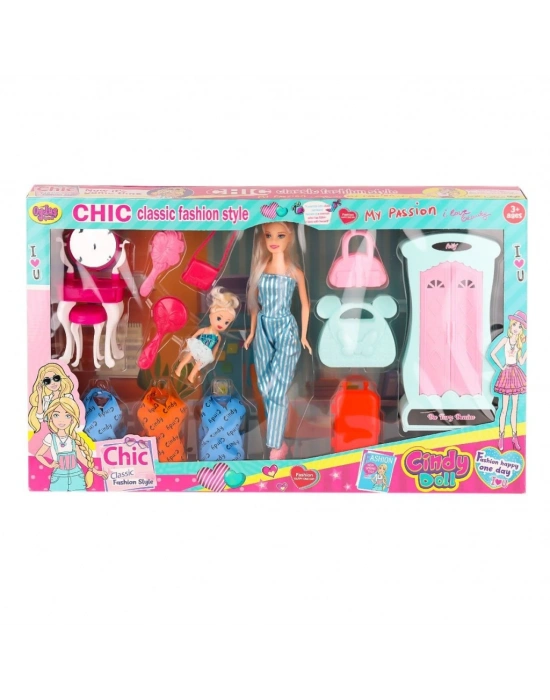 02259 Cindy Doll Dolaplı Bebek Oyun Seti -Oyuncak