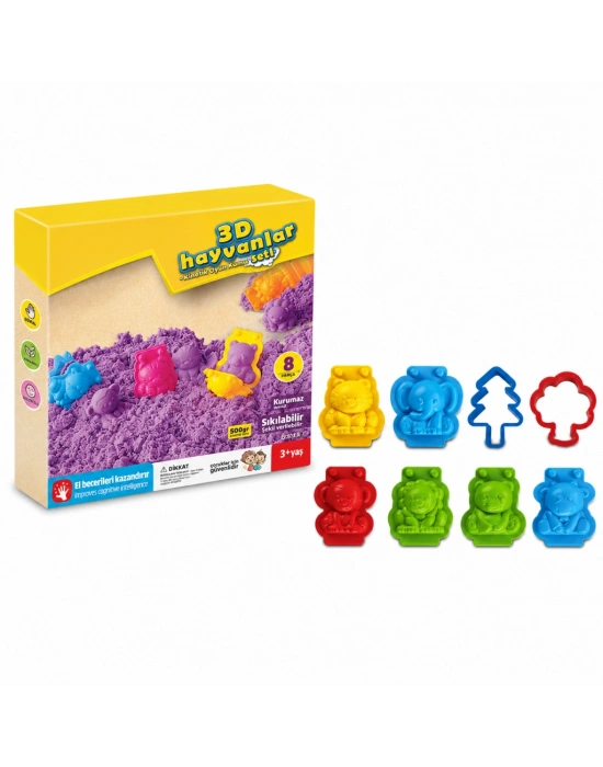 03612 3D Hayvanlar Kum Seti 500 gr / +3 yaş