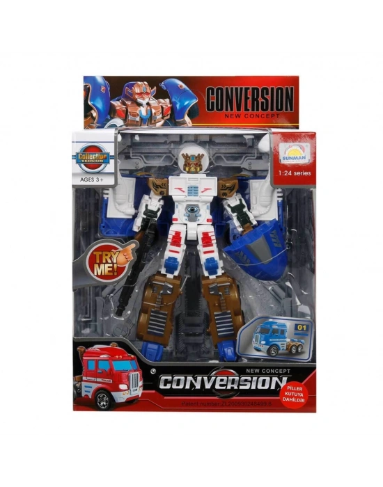 1:24 Sesli ve Işıklı Dönüşebilen Robot 22 cm