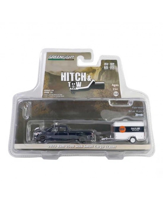 1/64 2023 Ram 2500 With Small Cargo Trailer Model Araba