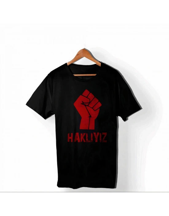 1 Mayıs Emekçilerimiz İçin Özel Tasarım HAKLIYIZ Baskılı T-shirt - Siyah