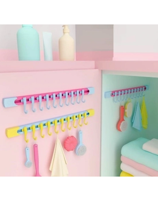10 Kancalı Raylı Mutfak ve Banyo Düzenleyici Askı 30 cm