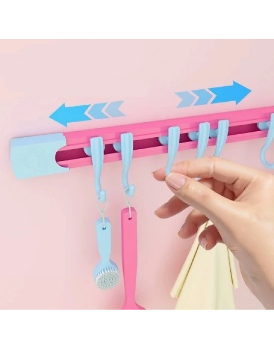 10 Kancalı Raylı Mutfak ve Banyo Düzenleyici Askı 30 cm
