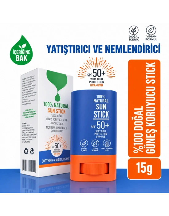 %100 Doğal Natural Sun Stick SPF50+ 15 Gr
