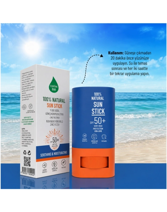 %100 Doğal Natural Sun Stick SPF50+ 15 Gr