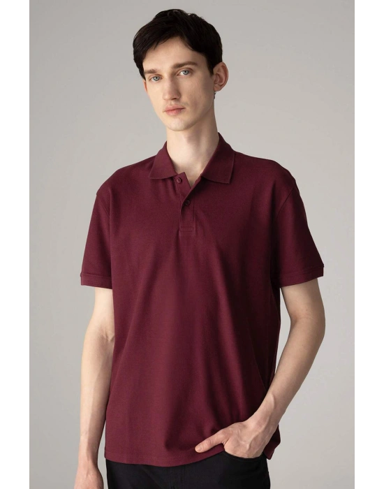 %100 Pamuk Regular Fit Polo Yaka Kısa Kollu Basic Düz Pike Kumaş Tişört C1293AX24SP