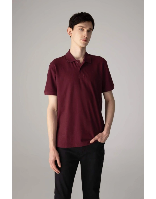 %100 Pamuk Regular Fit Polo Yaka Kısa Kollu Basic Düz Pike Kumaş Tişört C1293AX24SP