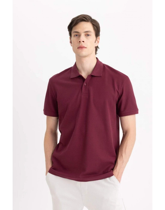%100 Pamuk Regular Fit Polo Yaka Kısa Kollu Basic Düz Pike Kumaş Tişört C1293AX24SP