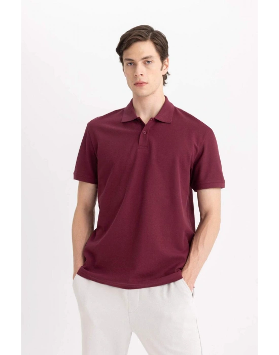 %100 Pamuk Regular Fit Polo Yaka Kısa Kollu Basic Düz Pike Kumaş Tişört C1293AX24SP