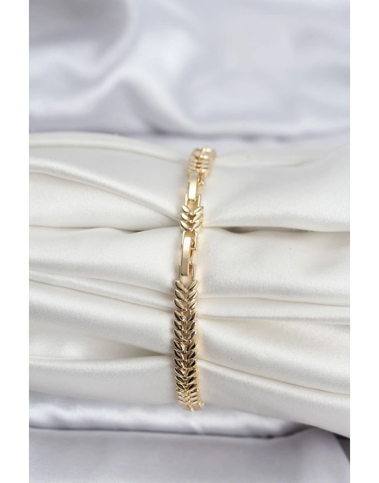 14K Gold Renk Kaplama Başak Model Zirkon Taşlı CM Kadın Bileklik