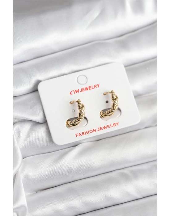 14K Gold Renk Kaplama Burgu Model CM Kadın Küpe