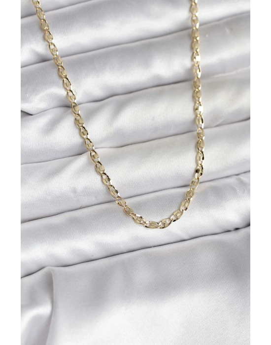 14K Gold Renk Kaplama Ezme Plaka Model CM Kadın Kolye