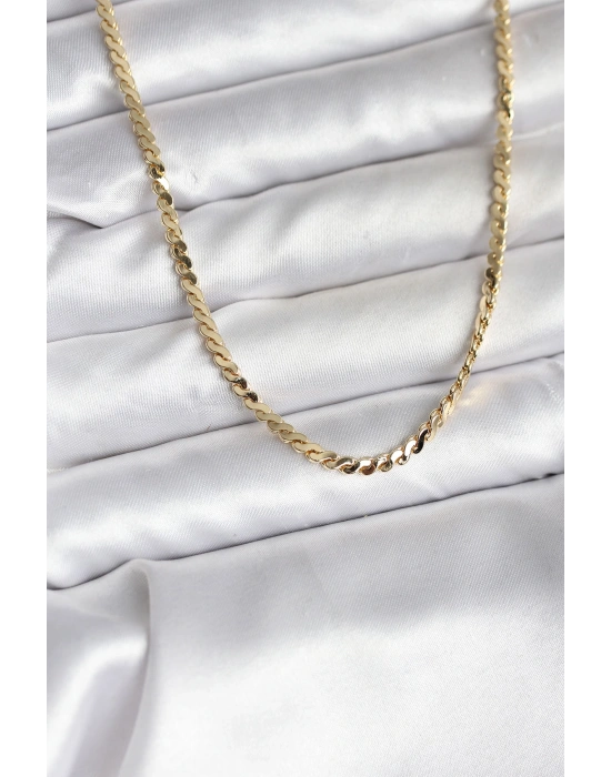 14K Gold Renk Kaplama Ezme Yılan Zincir Model CM Kadın Kolye