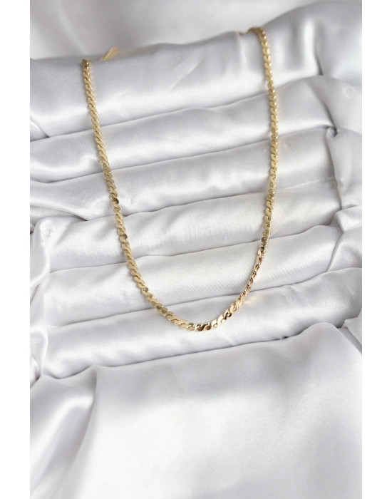 14K Gold Renk Kaplama Ezme Yılan Zincir Model CM Kadın Kolye