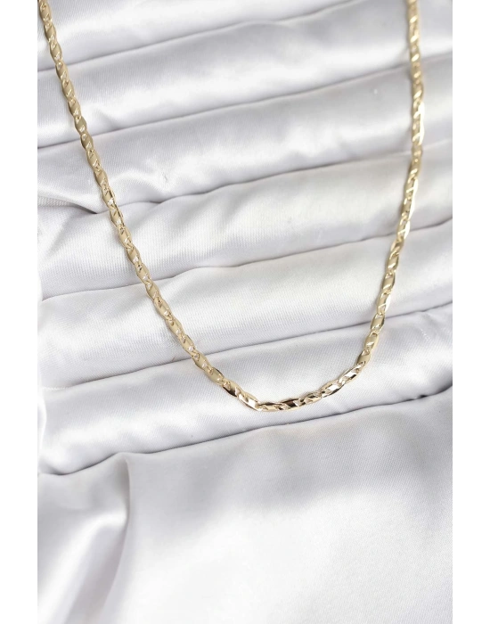 14K Gold Renk Kaplama Ezme Zincir Model CM Kadın Kolye