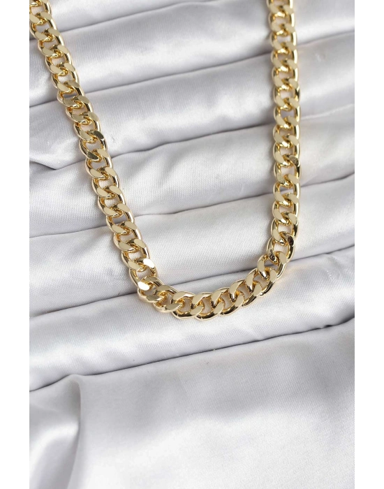 14K Gold Renk Kaplama Kalın Zincir Model CM Kadın Kolye