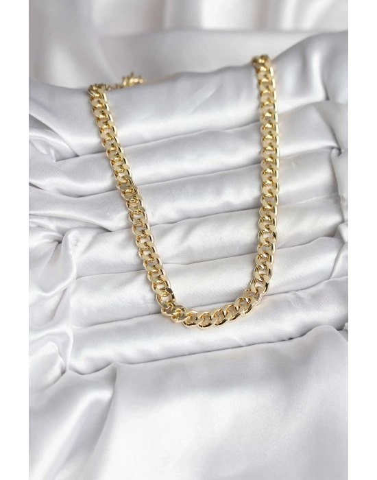 14K Gold Renk Kaplama Kalın Zincir Model CM Kadın Kolye